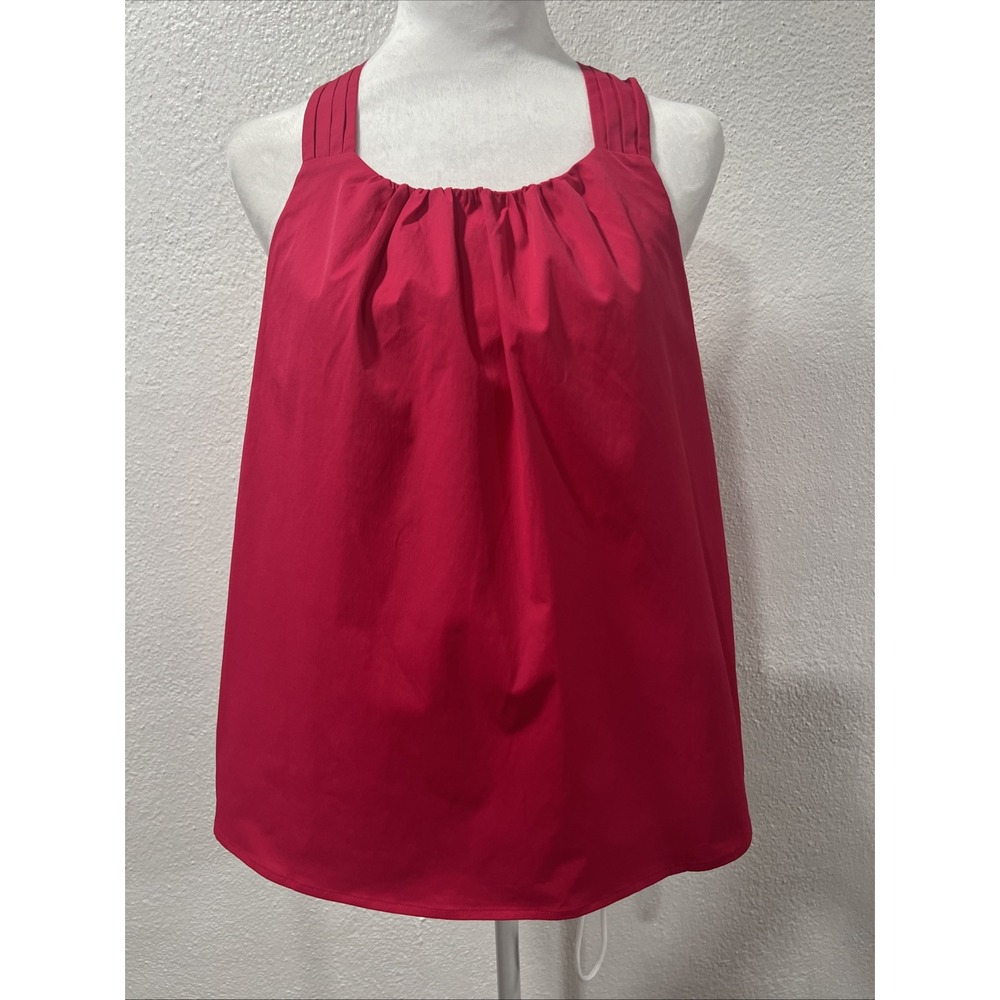 Banana Republic Factory Fuchsia Taffeta Cross Back Top Pleated Tank Small NWT